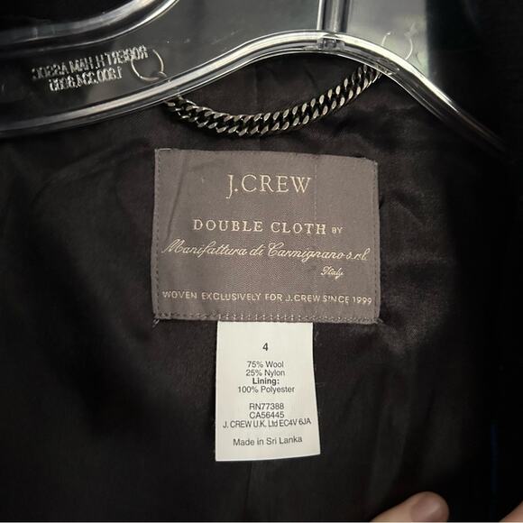 J. Crew Women’s Size 4 Classic Lady Wool Coat Italian Double Cloth Black Belt - Picture 3 of 4